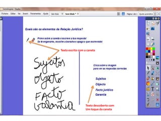 Texto escrito com a canetaTexto descoberto com Um toque da caneta