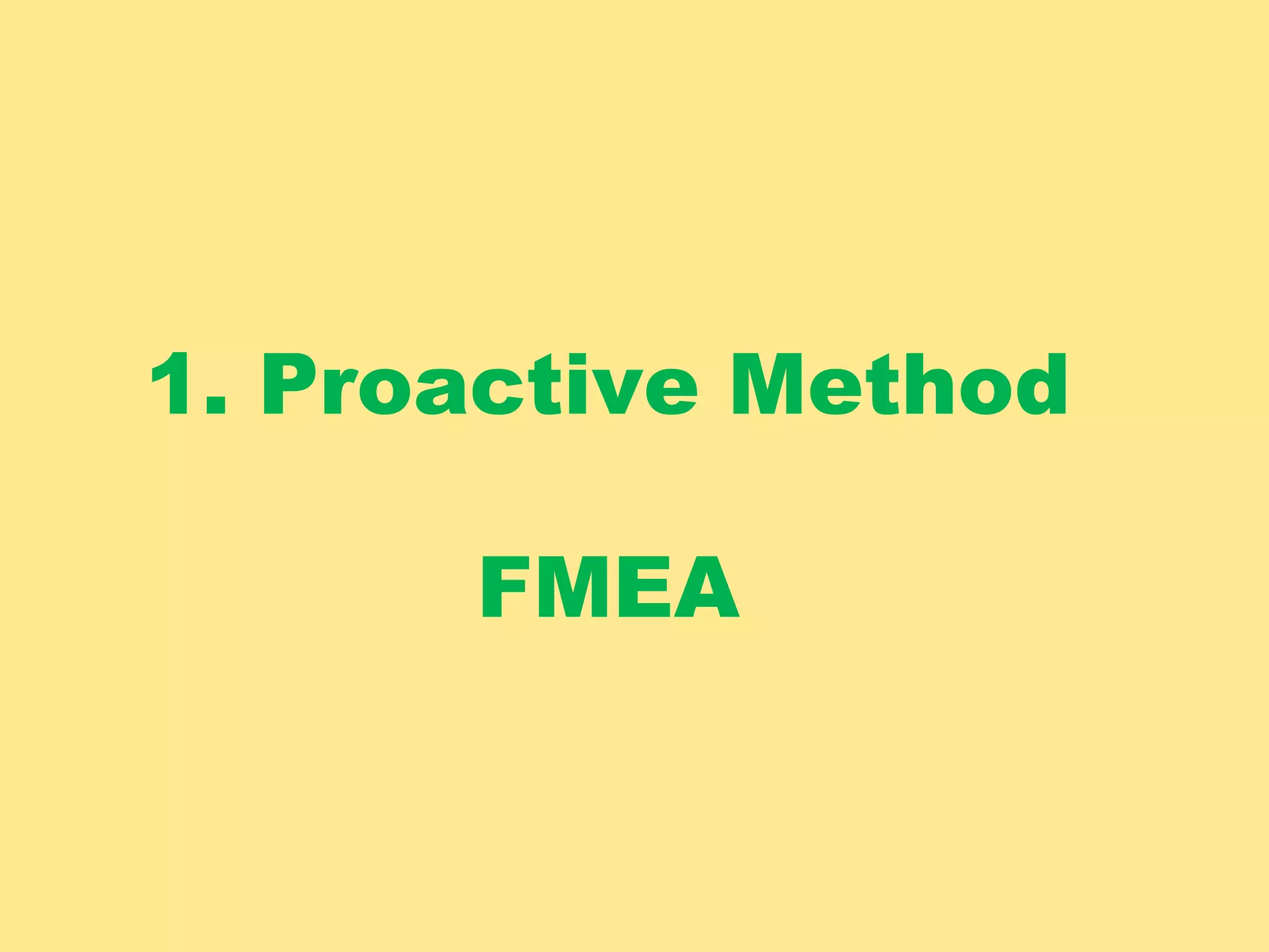 1. Proactive Method
FMEA
 