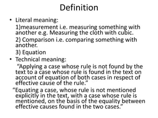 Definition
• Literal meaning:
1)measurement i.e. measuring something with
another e.g. Measuring the cloth with cubic.
2) ...