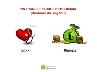 YIN E YANG DE SAÚDE E PROSPERIDADE
(Dicotomia do Feng Shui)
Saúde Riqueza
 