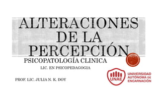 PSICOPATOLOGÍA CLINICA
LIC. EN PSICOPEDAGOGIA
PROF. LIC. JULIA N. K. DOY
 
