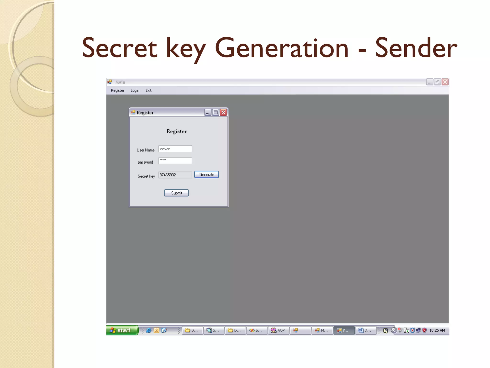 Secret key Generation - Sender

 