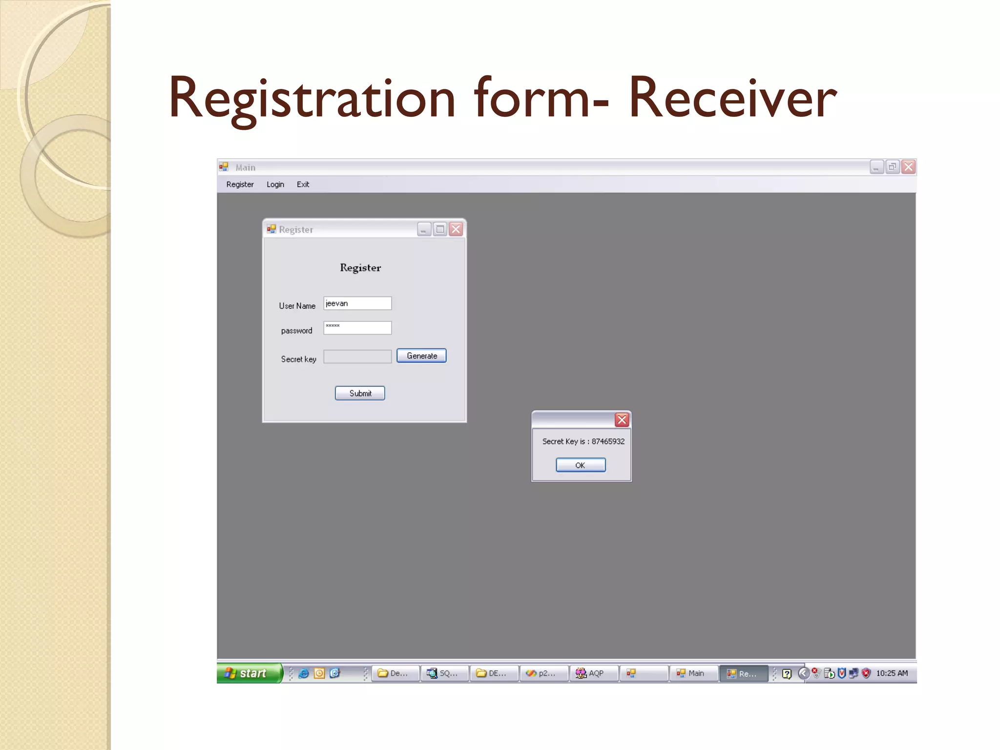 Registration form- Receiver

 