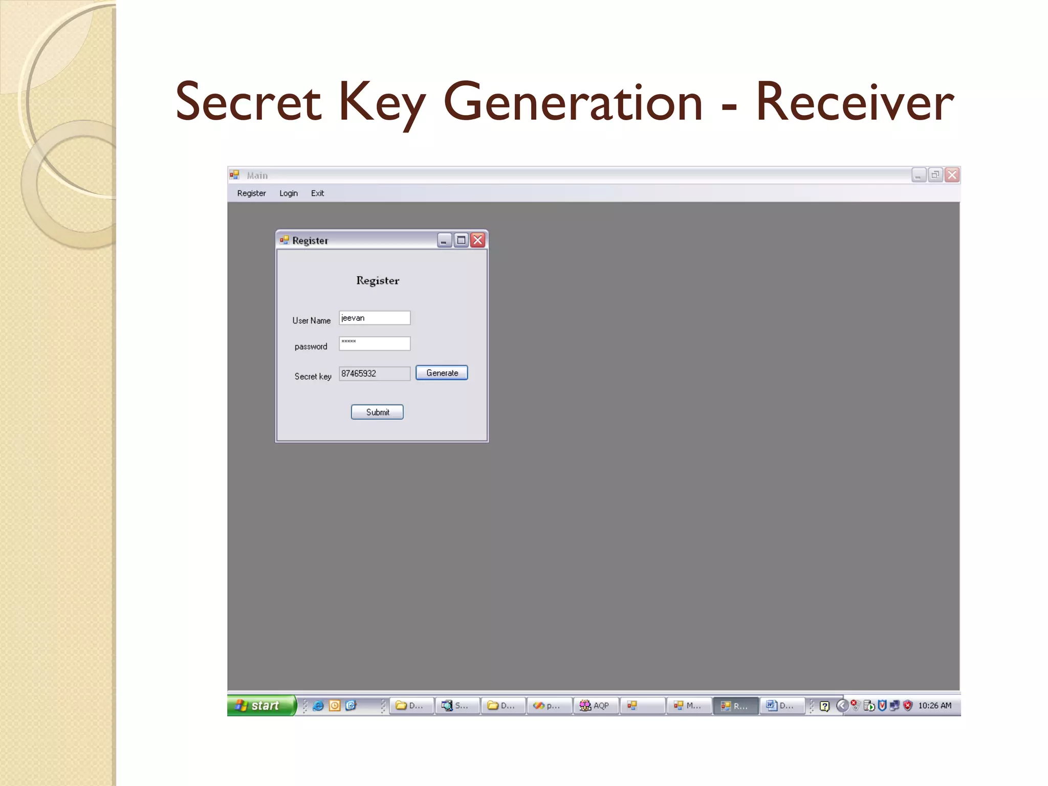 Secret Key Generation - Receiver

 