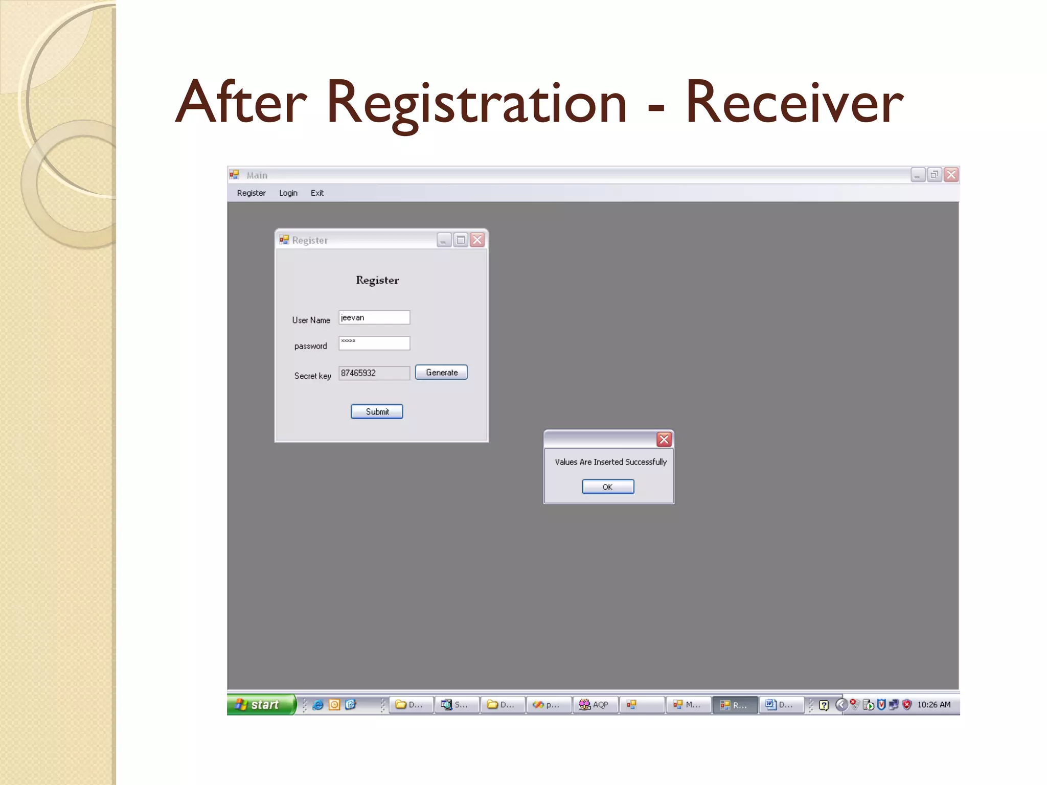 After Registration - Receiver

 