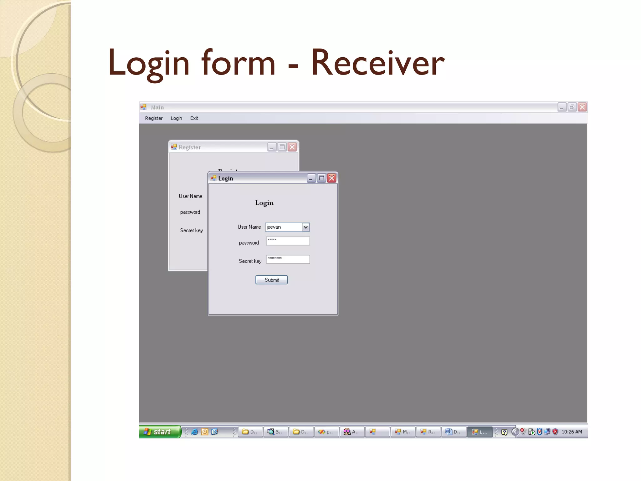 Login form - Receiver

 