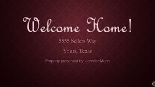 5555 Sellers Way
Yours, Texas
Property presented by: Jennifer Munn
 