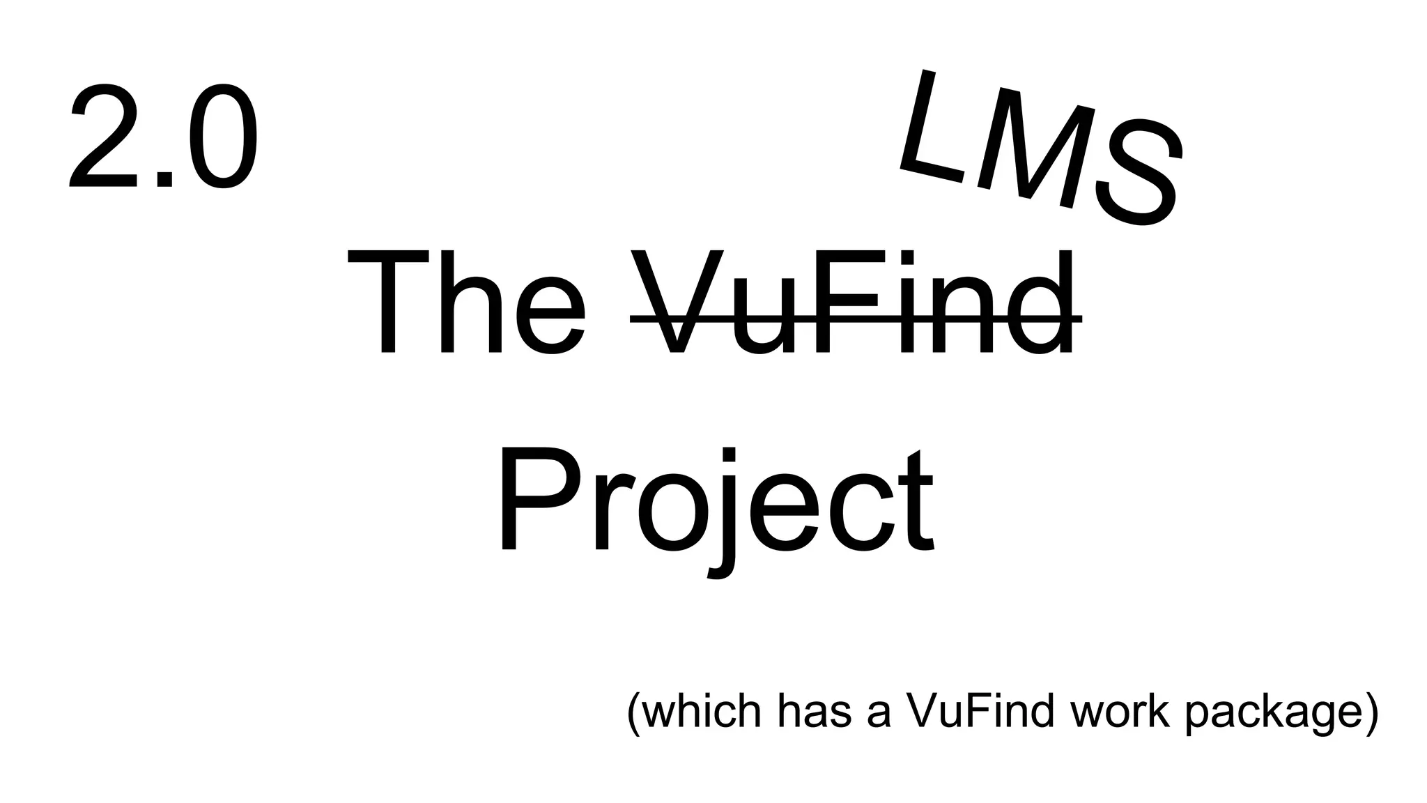 The VuFind
Project
2.0
(which has a VuFind work package)
 