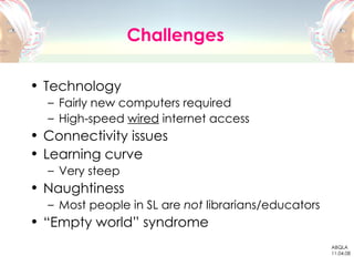Challenges <ul><li>Technology </li></ul><ul><ul><li>Fairly new computers required </li></ul></ul><ul><ul><li>High-speed  w...