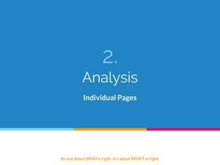 2.
Analysis
Individual Pages
Its not about WHO is right, it’s about WHAT is right.
 