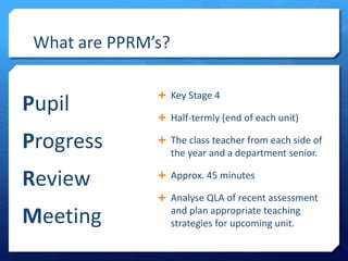 Question Level Analysis and Pupil Progress Review Meetings | PPTX