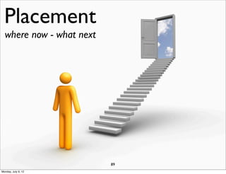 Placement
  where now - what next




                          89
Monday, July 9, 12
 