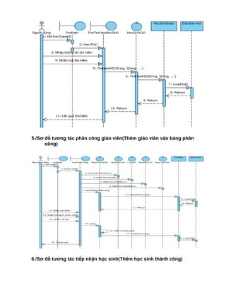 5./Sơ đồ tương tác phân công giáo viên(Thêm giáo viên vào bảng phân
công)
6./Sơ đồ tương tác tiếp nhận học sinh(Thêm học sinh thành công)
 