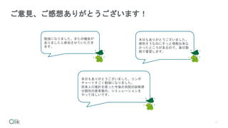 17
ご意見、ご感想ありがとうございます！
本日もありがとうございました。
便利そうなのにすっと理解出来な
かったところがあるので、後日動
画で復習します。
勉強になりました。またの機会が
ありましたら参加させていただき
ます。
本日もありがとうございました。コンボ
チャートすごく勉強になりました。
将来人口推計を使った今後の自院の診断群
分類別の患者数の、シミュレーションを
やってほしいです。
 