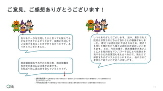 13
ご意見、ご感想ありがとうございます！
いつもありがとうございます。 途中、集計日を入
院日か退院日のどちらが良いかとの議論がありま
した。 様式 1 は退院月に作成されるため、様式 1
を用いた集計を行う場合は退院日が望ましいと考
えます。 ただ、今回の場合、病床稼働率が高いこ
とによる相対的なマンパワー不足により転倒が多
発するなど外的要因も考えられるので、発生日で
解析するのがベストかもしれません。 他の方のご
意見もご紹介いただければ幸いです。
色々なデータを活用したいと思っても膨大でな
かなかできていなかったので、実際に作成して
いる様子を見ることができて良かったです。あ
りがとうございました。
病床機能報告での平均在院日数、病床稼働率・
利用率の算出には注意が必要です。
在院延べ数に退院日を含んでいるようです。
 