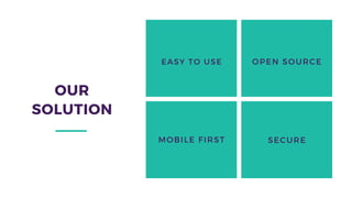 OUR
SOLUTION
SECURE
OPEN SOURCE
MOBILE FIRST
EASY TO USE
 