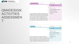 20
QM4DESIGN:
ACTIVITIES
ASSESSMEN
T
 