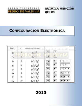 QUÍMICA MENCIÓN
QM-04

CONFIGURACIÓN ELECTRÓNICA

2013

 