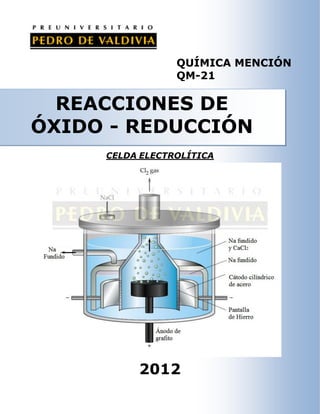 QUÍMICA MENCIÓN
                 QM-21

  REACCIONES DE
ÓXIDO - REDUCCIÓN
     CELDA ELECTROLÍTICA




          2012
 