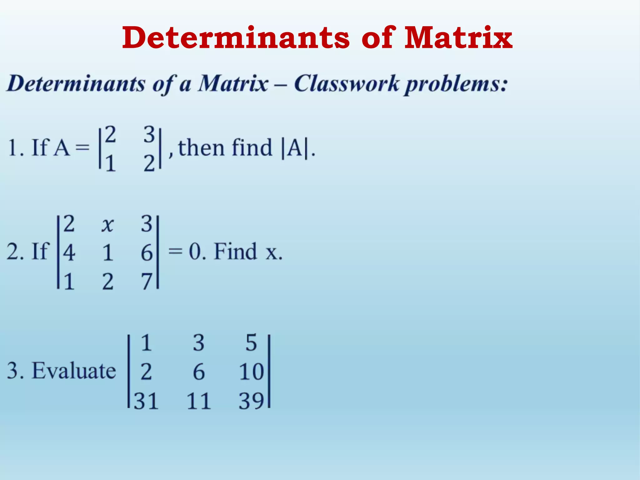 Matrices and Determinants | PDF