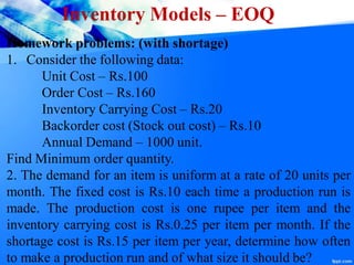 Min Inventory Calculation Interest Calculation & Inventory models | PDF