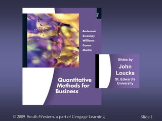 1
Slide
© 2009 South-Western, a part of Cengage Learning
Slides by
John
Loucks
St. Edward’s
University
 
