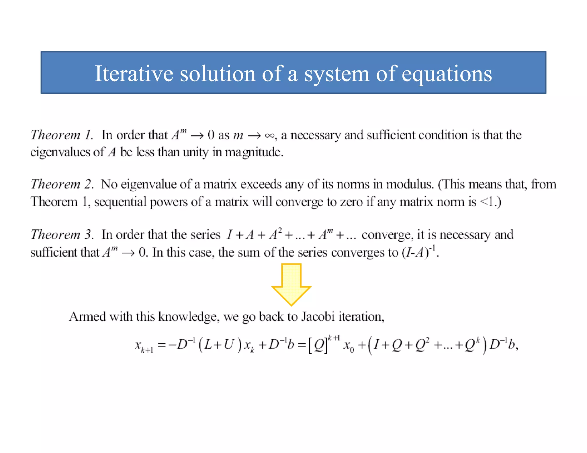 Iterative solution of a system of equations
                         y         q
 