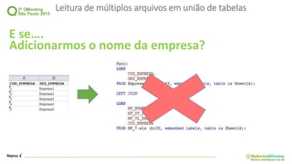 Leitura de múltiplos arquivos em união de tabelas
E se….
Adicionarmos o nome da empresa?
 