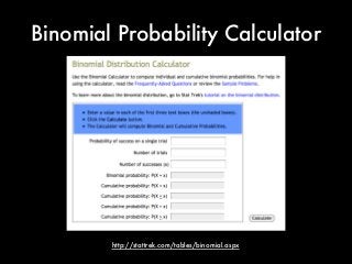 Binomial Probability Calculator
http://stattrek.com/tables/binomial.aspx
 