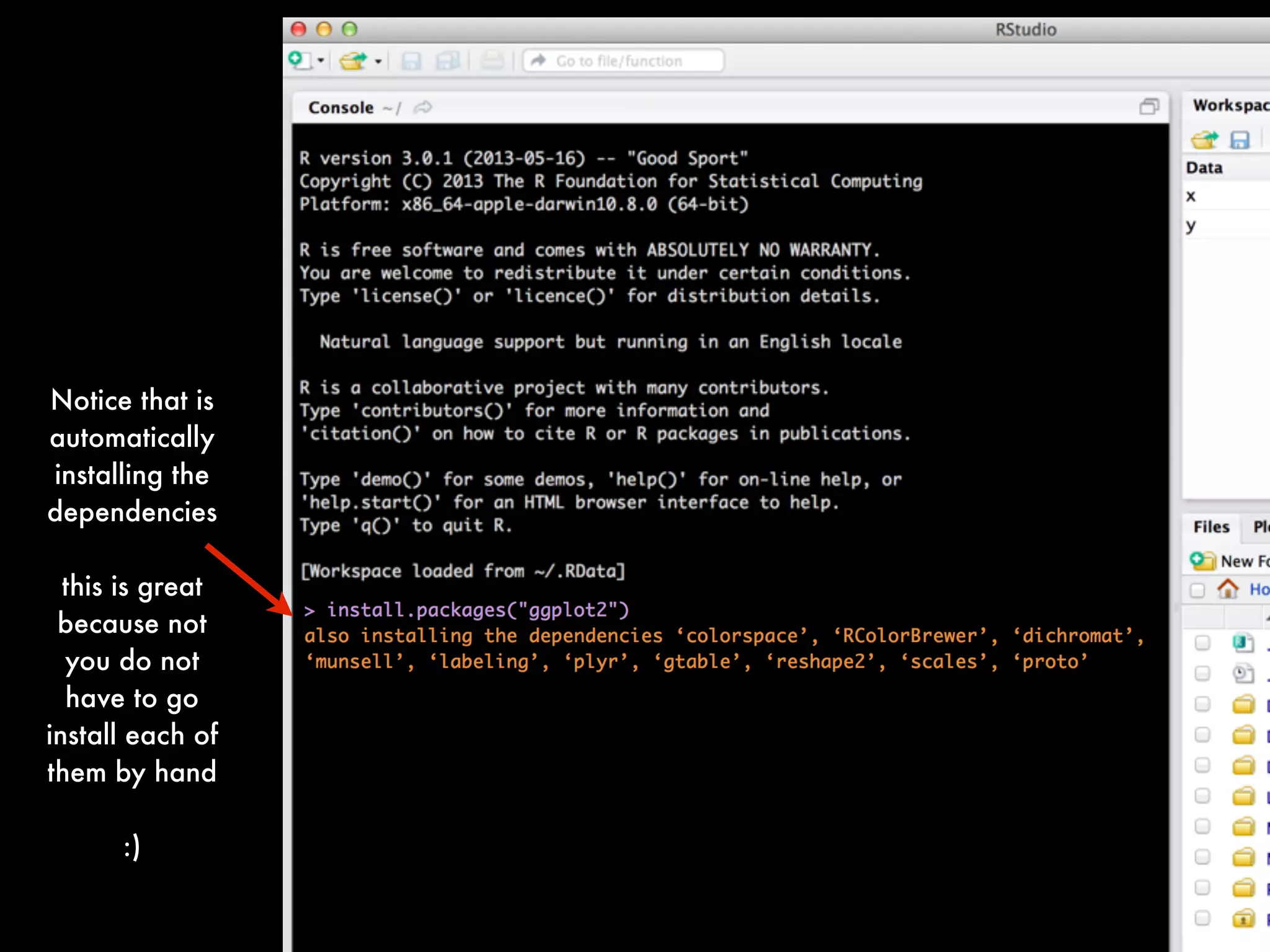 Notice that is
automatically
installing the
dependencies
this is great
because not
you do not
have to go
install each of
them by hand
:)
 