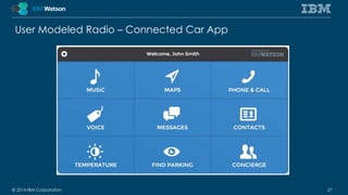 User Modeled Radio – Connected Car App 
© 2014 IBM Corporation 27 
 