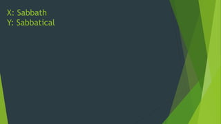 X: Sabbath
Y: Sabbatical
 
