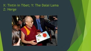 X: Tintin in Tibet; Y: The Dalai Lama
Z: Herge
 