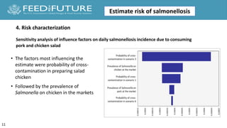 Quantitative microbial risk assessment of salmonellosis from chicken and pork salad consumption in Cambodian households