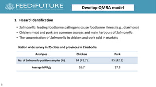 Quantitative microbial risk assessment of salmonellosis from chicken and pork salad consumption in Cambodian households