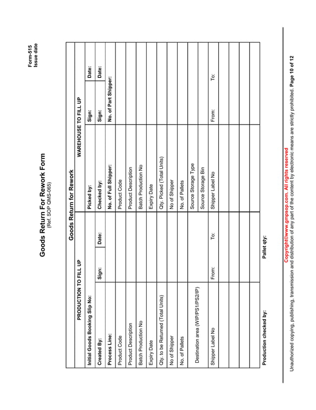 Qms 065 manufacturing-rework_procedure_sample | PDF