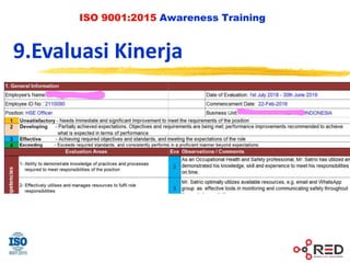 ISO 9001:2015 Awareness Training
9.Evaluasi Kinerja
 