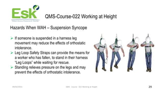 09/02/2023 QMS - Course - 022 Working at Height 29
QMS-Course-022 Working at Height
Hazards When WAH – Suspension Syncope
...