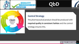 TREY
research
29
QbD
Control Strategy
The pharmaceutical product should be produced with
required quality in consistent fashion and the control
strategy ensures this.
 