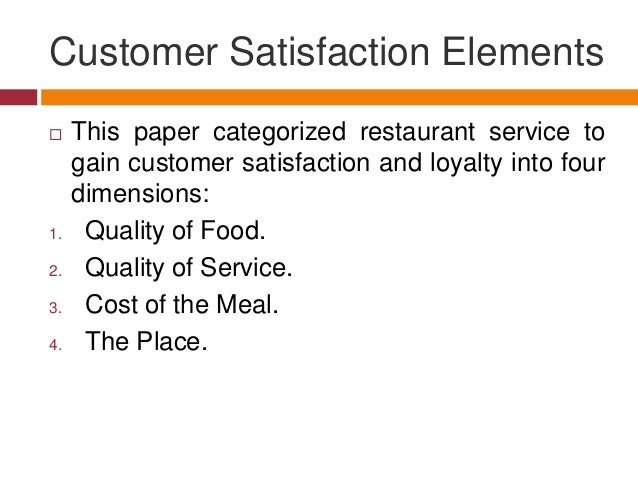 Thesis on customer satisfaction in restaurants