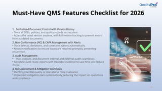 Choosing the Right QMS Software: Essential Features Checklist for 2026 ...