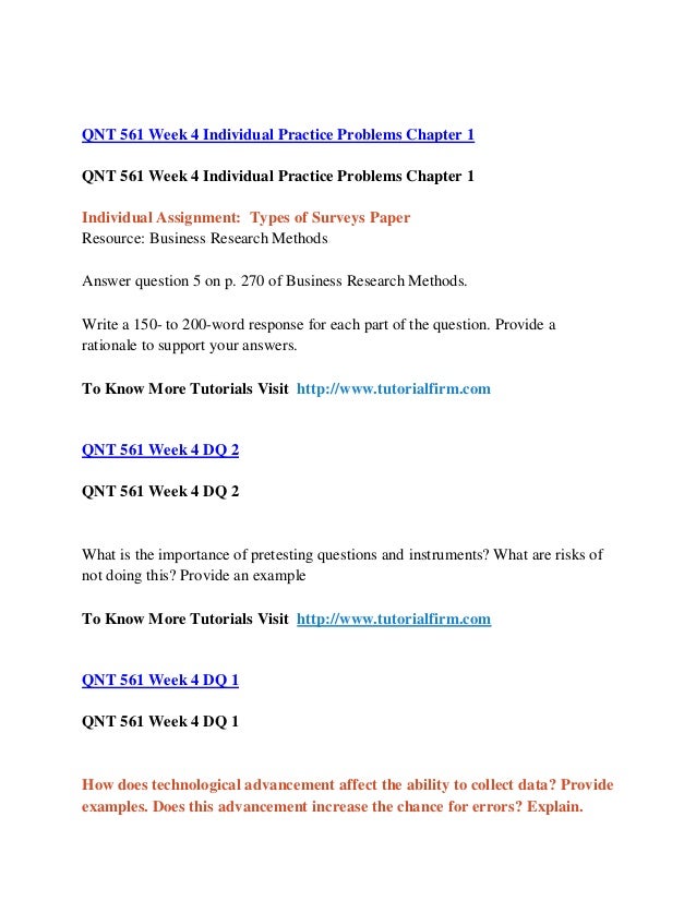 qnt 561 collect data using your sample design and appropriate collection methods to maintain data va Qnt 561 course success is a tradition / newtonhelpcom qnt 561 week 4 dq 1 for more course tutorials visit uophelpcom is now newtonhelpcom wwwnewtonhelpcom does technological advancement affect the ability to collect data. qnt 561 collect data using your sample design and appropriate collection methods to maintain data va Qnt 561 course success is a tradition / newtonhelpcom qnt 561 week 4 dq 1 for more course tutorials visit uophelpcom is now newtonhelpcom wwwnewtonhelpcom does technological advancement affect the ability to collect data.