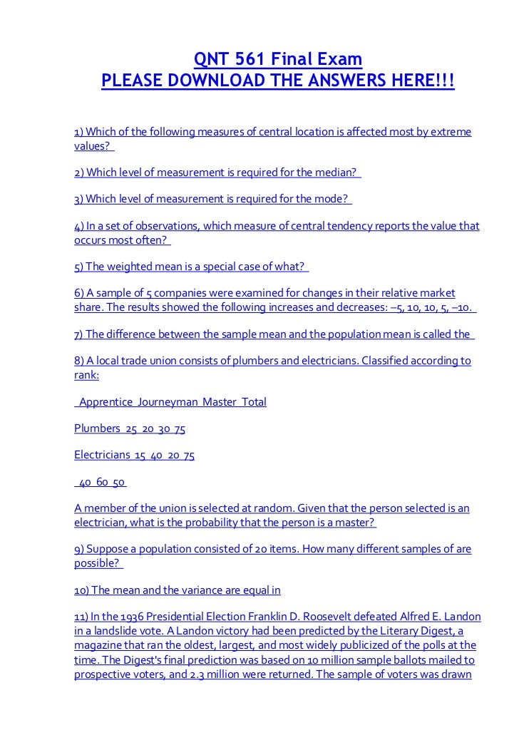 qnt final A+ tutorial you will find here - qnt/351 1) the main purpose of descriptive statistics is to a summarize data in a useful. qnt final A+ tutorial you will find here - qnt/351 1) the main purpose of descriptive statistics is to a summarize data in a useful.