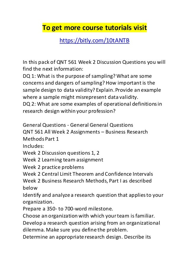 Qnt 561 Week 2 Discussion Questions