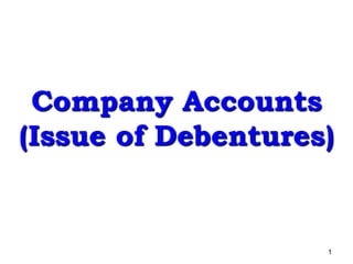1
Company Accounts
(Issue of Debentures)
 