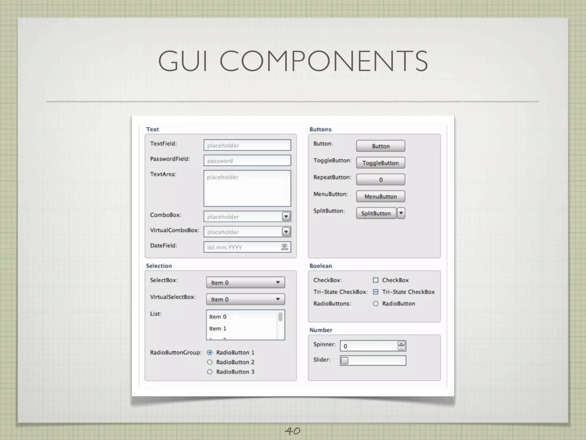 GUI COMPONENTS




      40
 