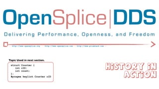 OpenSplice DDS
Delivering Performance, Openness, and Freedom

 :: http://www.opensplice.org :: http://www.opensplice.com :...