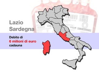 Lazio
Sardegna
Debito di
6 milioni di euro
cadauna
 