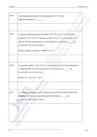 IIT JAM Chemistry 2022 Question Paper | Sourav Sir's Classes