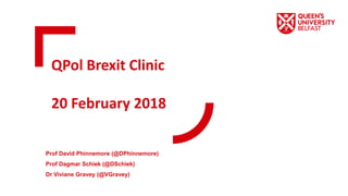 Prof David Phinnemore (@DPhinnemore)
Prof Dagmar Schiek (@DSchiek)
Dr Viviane Gravey (@VGravey)
QPol Brexit Clinic
20 February 2018
 